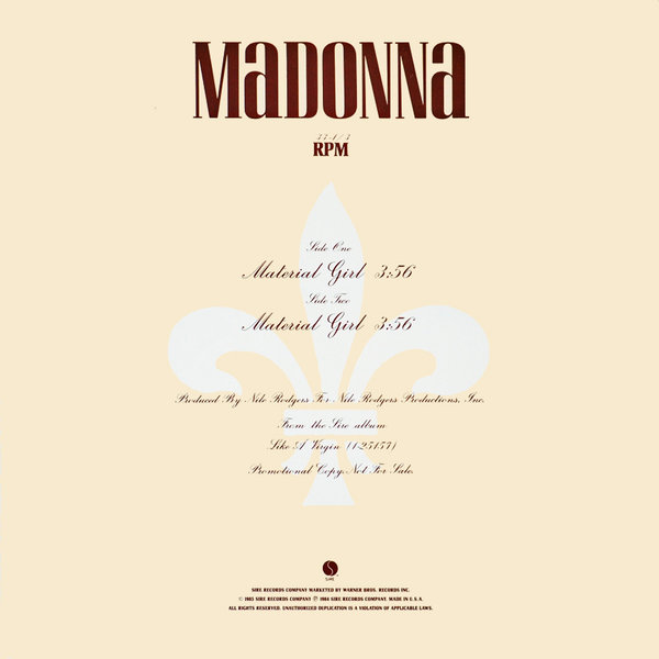 MATERIAL GIRL  MAXI 45T  SAMPLER USA  / MADONNA - CD - DISQUES - RECORDS -  BOUTIQUE VINYLES