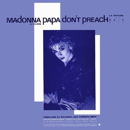 PAPA  DON'T PREACH  MAXI SAMPLER USA  / MADONNA - CD - DISQUES - RECORDS -   VINYLES