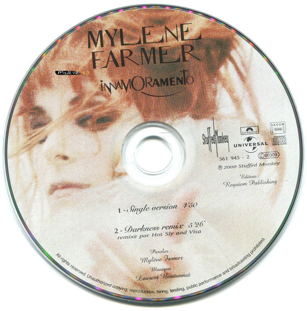 INNAMORAMENTO CD SINGLE PICTURE DISC /  MYLENE FARMER - RECORDS - DISQUES - VINYLES - CD - SHOP