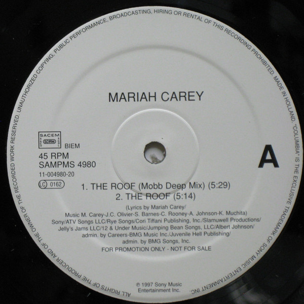 THE ROOF MAXI 45T SAMPLER HOLLAND  /  MARIAH CAREY - CD - DISQUES - RECORDS -  BOUTIQUE VINYLES