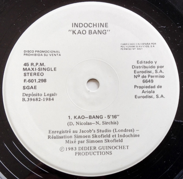 KAO BANG MAXI 45T SAMPLER  ESPAGNE / INDOCHINE-CD-DISQUES-RECORDS-BOUTIQUE VINYLES-RECORDS