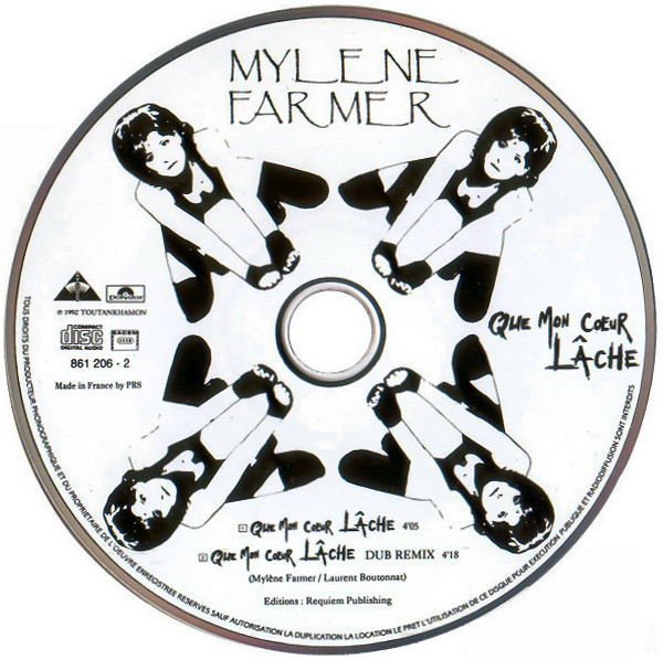 QUE MON COEUR LACHE CD SINGLE BLANC   / MYLENE FARMER-RECORDS-DISQUES-VINYLES-CD- SHOP-COLLECTORS