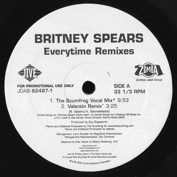EVERYTIME  MAXI 45T USA  SAMPLER/ BRITNEY SPEARS-CD-DISQUES-BOUTIQUE VINYLES-SHOP-COLLECTORS-STORE