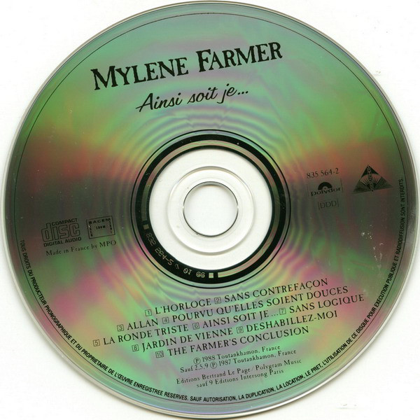 AINSI SOIT JE  CD ARGENT FRANCE / MYLENE FARMER-RECORDS-DISQUES-VINYLES-CD- SHOP-