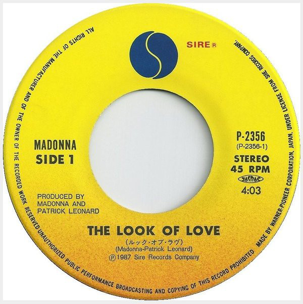 THE LOOK OF LOVE 45T JAPON  MADONNA-CD-DISQUES--BOUTIQUE VINYLES-SHOP-STORE-LPS-VINYLS