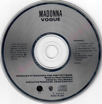 VOGUE CD MAXI  limited USA MADONNA-CD-DISQUES-BOUTIQUE VINYLES-SHOP-STORE-LPS-VINYLS