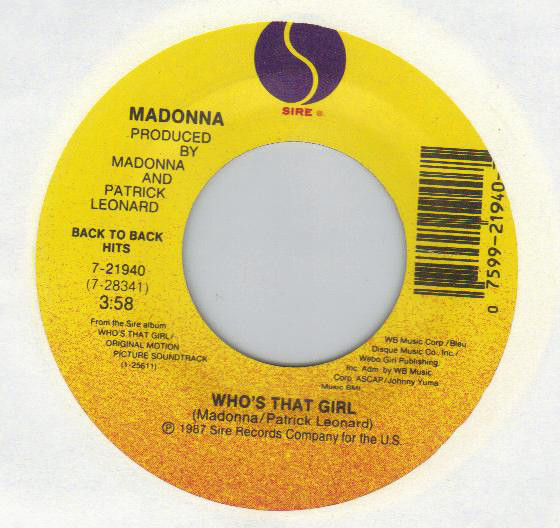 WHO'S THAT GIRL 45T USA  MADONNA-CD-DISQUES-BOUTIQUE VINYLES-SHOP-STORE-LPS-VINYLS