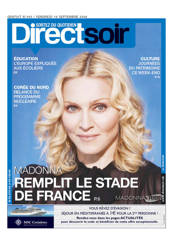 DIRECT SOIR MAGAZINE  2008  FRANCE MADONNA-CD-DISQUES-RECORDS-BOUTIQUE VINYLES-SHOP-STORE-LPS-VINYLS